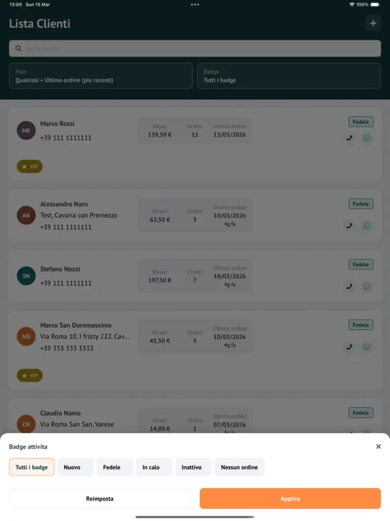 Badge filtri clienti - pomoAI