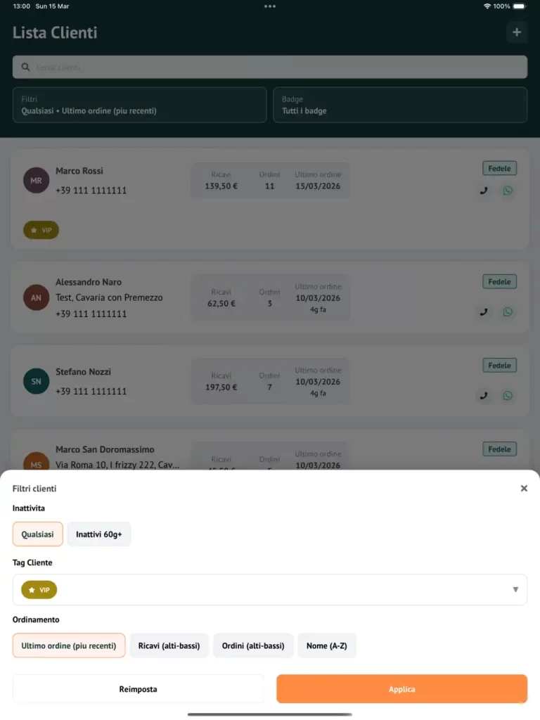 List Clienti Filtri - pomoAI