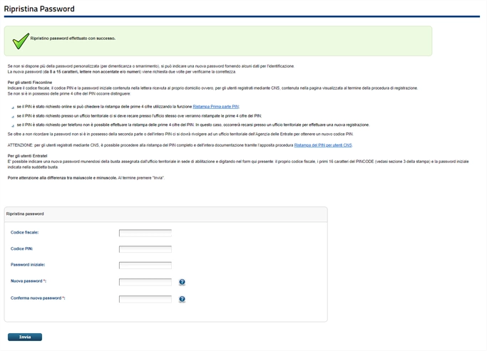 ade Ripristina Password